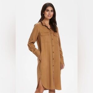 NWT Part Two Midi Shirt Dress Size 36 S-M Tan
